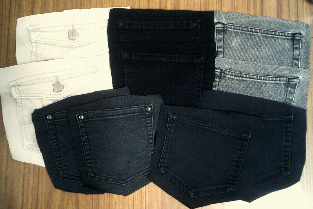 Reclaimed Jeans Back Pockets - 10 Pockets - Black, Grey and Ecru ...