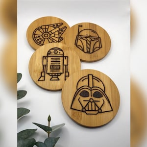 Podkładki Star Wars / Podkładki drewniane / Drewniana dekoracja / Pomysł na prezent / Star Wars / Darth Vader / R2D2