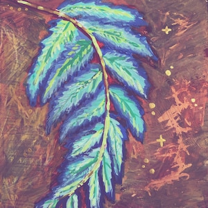 Original Mixed-Media-Gemälde eines Eisfarns