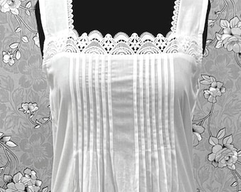 SoieRose Victorian 100% Cotton Sleeveless Nightgown with Lace Bodice – SR-1228