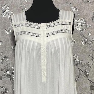 Victorian Elegance Sleeveless Nightgown with Lace Trim by SoieRose - SR1026