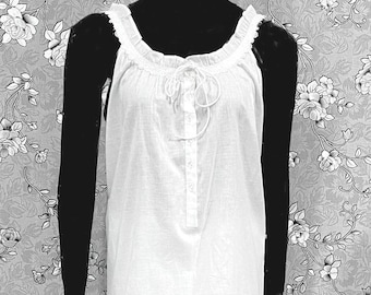 Conjunto de pijama victoriano de algodón blanco / Camiseta sin mangas con ribete de encaje y pantalones capri / SoieRose SR1172 / Conjunto de ropa de dormir estilo cottagecore