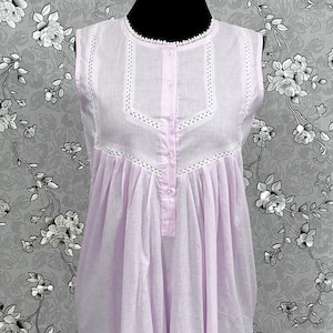 SoieRose 100% Cotton Sleeveless Eyelet Detail Victorian Cotton Nightgown - SR1145-Pale Pink