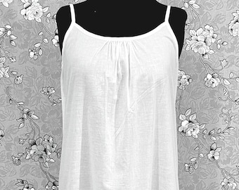 Victorian 100% Cotton Nightgown | Sleeveless Strap Dress with Lace Trim | SoieRose SR1169 | Cottagecore Sleepwear