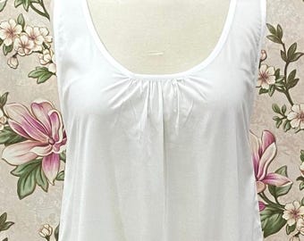 SoieRose White Cotton Matching Slip Nightgown | Victorian Underdress | Modesty Lining Slip | Ruffle Hem Cotton Chemise-SR-1067