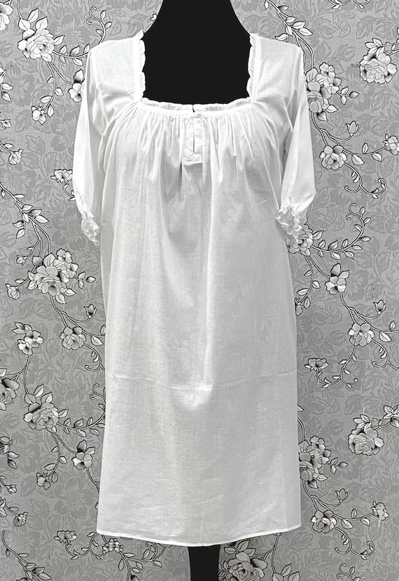 SoieRose 100% Cotton Victorian Short Nightgown with Lace Trim – SR-1222