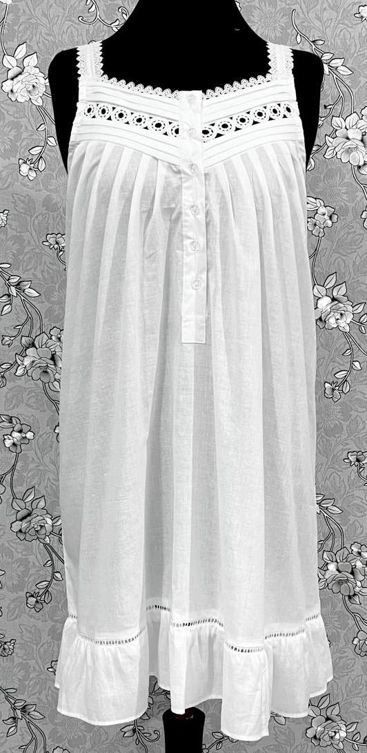SoieRose Victorian White 100% Cotton Nightgown – SR-1163