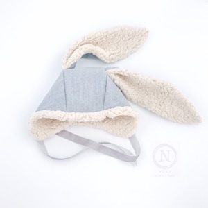 Bunny Hat for Baby in Grey Colour, Winter Hat for Baby, Rabbit Hat