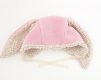 Bunny Hat for Baby in Baby Pink  Colour, Winter Bonnet for Baby, Rabbit Hat for toddlers and adults