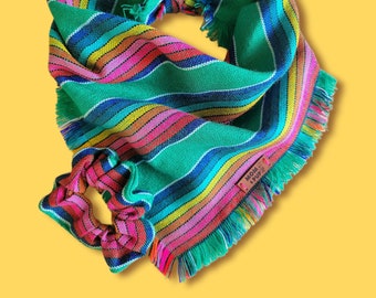 Rainbow Dog Bandana- Dog bandana Stripes, Mexican Dog Clothing, Boho Dog Bandana, Mexican Dog Bandanas, Fall Dog Scarf, Cute Puppy Bandana