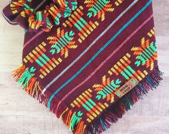 Aztec Dog Bandana - Boho Dog Bandana, Cute Puppy Bandana, Fall Dog Bandana, Mexican Dog Bandanas, Frayed Dog Bandana, Mexican Dog Clothing