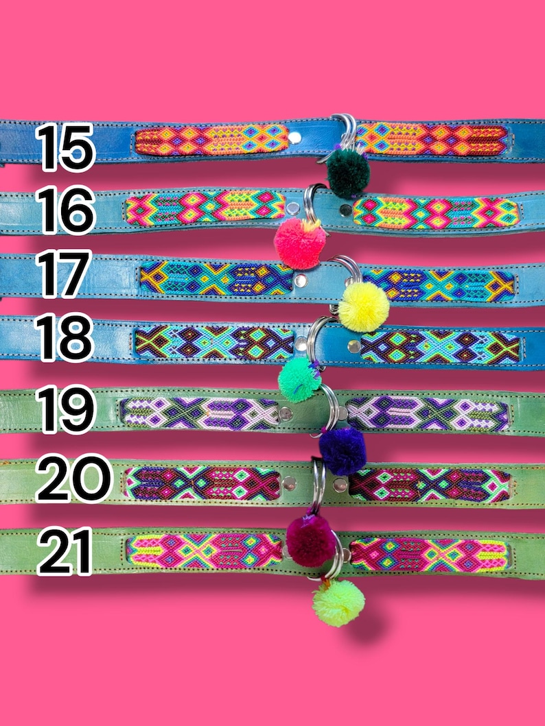 STORT mexikanskt hundhalsband - Läderhundhalsband, Tribal Hunddollar, Mexikanskt hundhalsband, Aztekiskt hundhalsband, Boho hundhalsband, Boho hund bild 7