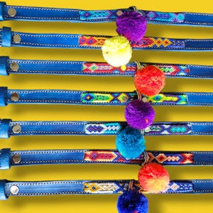 SMALL Mexican Pet Collar - Leather Dog Collar, Tribal Dog Dollar, Mexican Dog Collar, Aztec Pet Collar, Boho Dog Collar, Bohemian Dog image 13