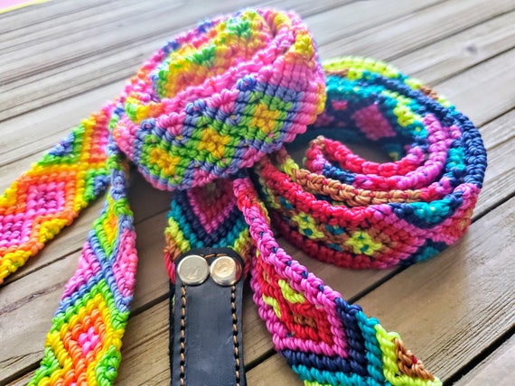 1" Dog Leash - Leather dog leash, Handmade lead, Mexican dog leash, Boho dog leash, Waterproof leash, dog lead, macrame leash, hippie leash