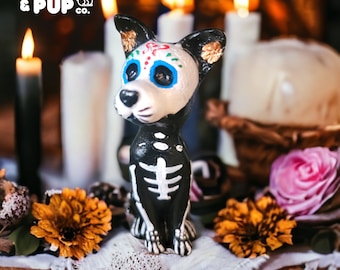 Sugar Skull Dogs and Cats - Day of the Death Figurine, Altar for Dogs, Dog Memorial Gift, Cat Memorial Gift, Dog Halloween, Dog Skeleton