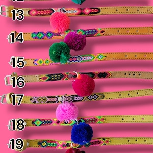 XS Mexican Pet Collar - Colorful Leather Dog Collar, Tribal Dog Dollar, Mexican Dog Collar, Aztec Pet Collar, Boho Dog Collar, Bohemian Dog image 6
