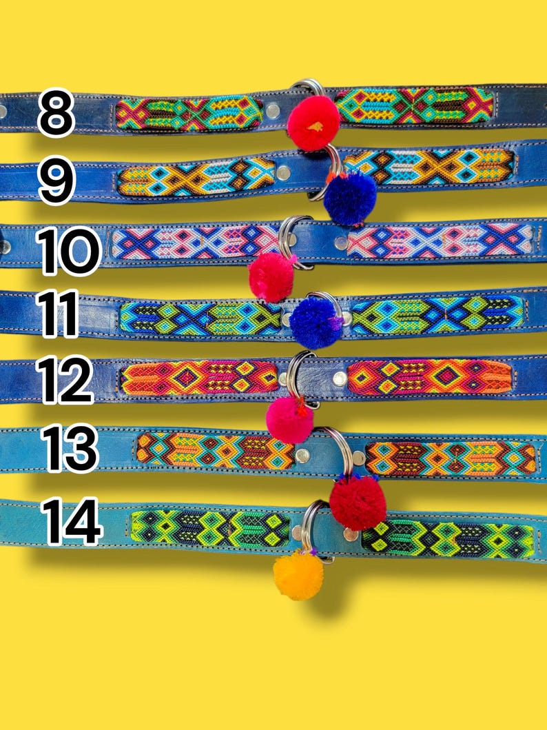 STORT mexikanskt hundhalsband - Läderhundhalsband, Tribal Hunddollar, Mexikanskt hundhalsband, Aztekiskt hundhalsband, Boho hundhalsband, Boho hund bild 6