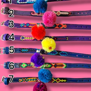 XS Mexican Pet Collar - Colorful Leather Dog Collar, Tribal Dog Dollar, Mexican Dog Collar, Aztec Pet Collar, Boho Dog Collar, Bohemian Dog image 4