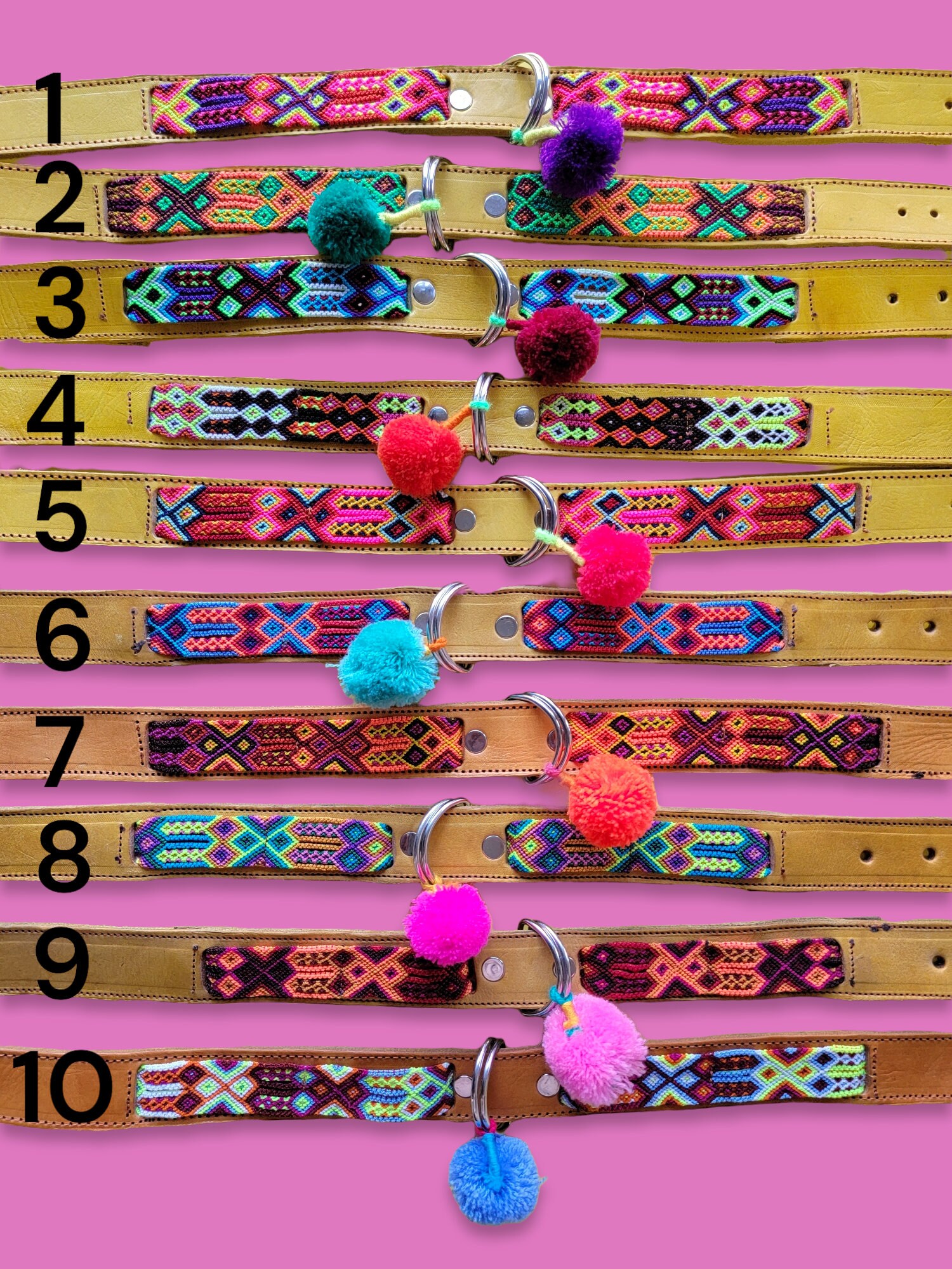 XL Mexican Pet Collar Colorful Leather Dog Collar Tribal Etsy