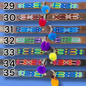 STORT mexikanskt hundhalsband - Läderhundhalsband, Tribal Hunddollar, Mexikanskt hundhalsband, Aztekiskt hundhalsband, Boho hundhalsband, Boho hund bild 9