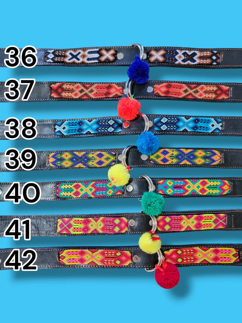 STORT mexikanskt hundhalsband - Läderhundhalsband, Tribal Hunddollar, Mexikanskt hundhalsband, Aztekiskt hundhalsband, Boho hundhalsband, Boho hund bild 10