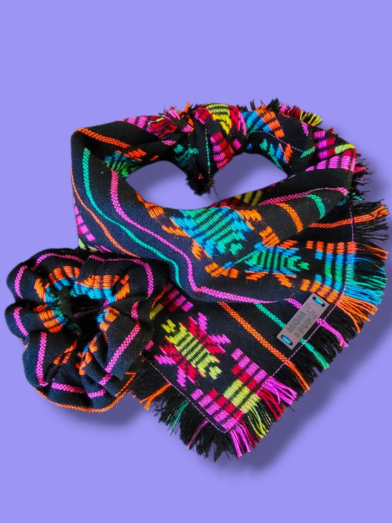 Summer Dog Bandana - Cute Puppy Bandana, Aztec Dog Bandana, Boho Dog Bandana, Mexican Dog Bandana, Frayed Dog Bandana, Mexican Dog Clothing