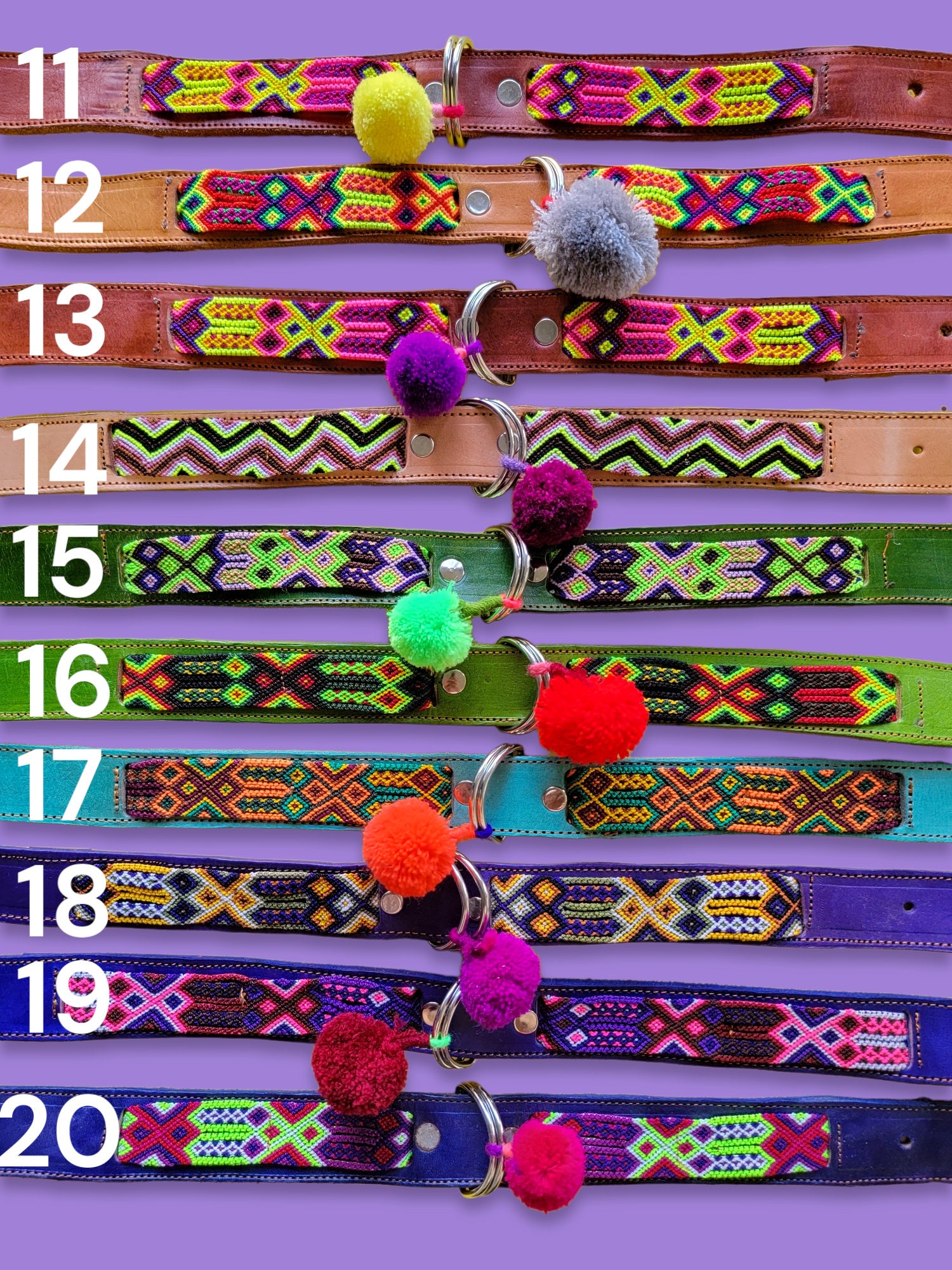 XL Mexican Pet Collar Colorful Leather Dog Collar Tribal Etsy