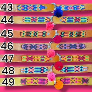STORT mexikanskt hundhalsband - Läderhundhalsband, Tribal Hunddollar, Mexikanskt hundhalsband, Aztekiskt hundhalsband, Boho hundhalsband, Boho hund bild 11