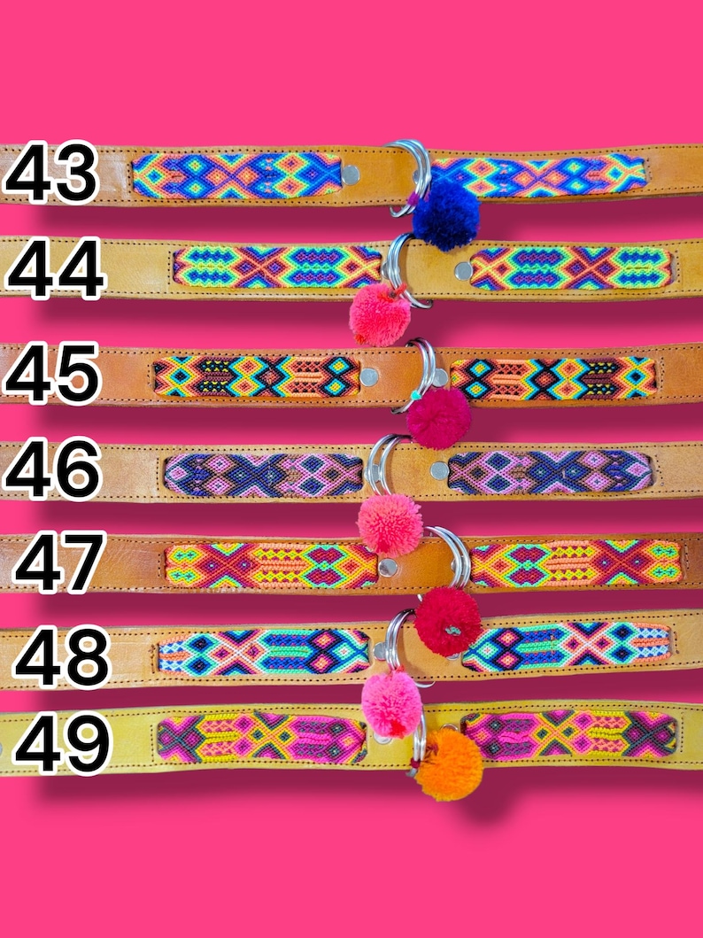 STORT mexikanskt hundhalsband - Läderhundhalsband, Tribal Hunddollar, Mexikanskt hundhalsband, Aztekiskt hundhalsband, Boho hundhalsband, Boho hund bild 11