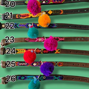 XS Mexican Pet Collar - Colorful Leather Dog Collar, Tribal Dog Dollar, Mexican Dog Collar, Aztec Pet Collar, Boho Dog Collar, Bohemian Dog image 7