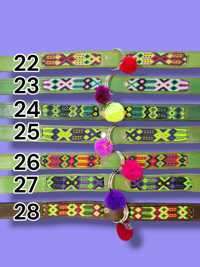 STORT mexikanskt hundhalsband - Läderhundhalsband, Tribal Hunddollar, Mexikanskt hundhalsband, Aztekiskt hundhalsband, Boho hundhalsband, Boho hund bild 8