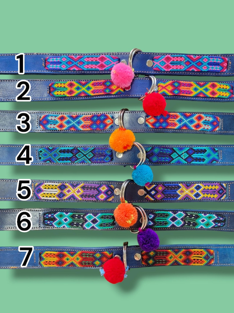 STORT mexikanskt hundhalsband - Läderhundhalsband, Tribal Hunddollar, Mexikanskt hundhalsband, Aztekiskt hundhalsband, Boho hundhalsband, Boho hund bild 5