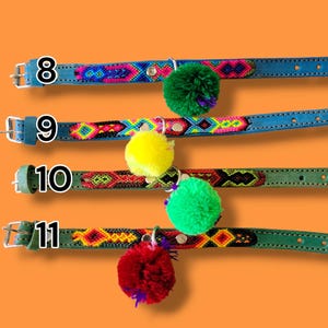 XS Mexican Pet Collar - Colorful Leather Dog Collar, Tribal Dog Dollar, Mexican Dog Collar, Aztec Pet Collar, Boho Dog Collar, Bohemian Dog image 5