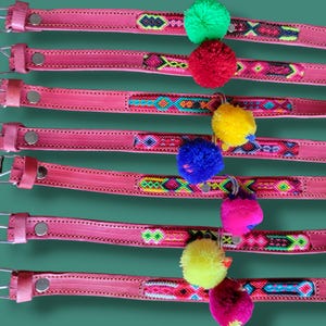 SMALL Mexican Pet Collar - Leather Dog Collar, Tribal Dog Dollar, Mexican Dog Collar, Aztec Pet Collar, Boho Dog Collar, Bohemian Dog image 9