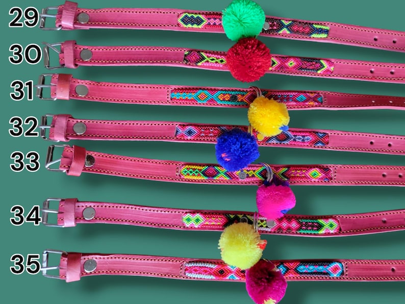 SMALL Mexican Pet Collar - Leather Dog Collar, Tribal Dog Dollar, Mexican Dog Collar, Aztec Pet Collar, Boho Dog Collar, Bohemian Dog image 9