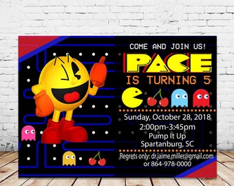 Pacman Invitations Etsy