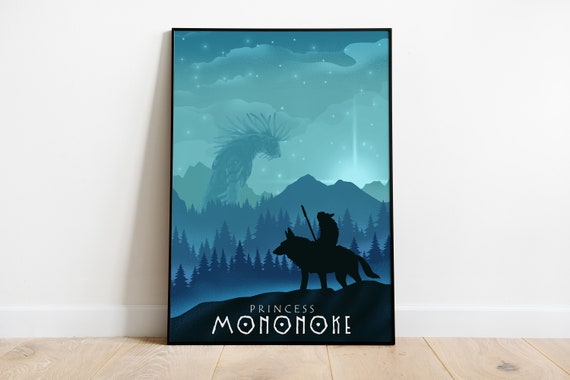 Princess Mononoke Poster Print, Studio Ghibli, Movie Poster, Film Art,  Gift, Anime, Minimalist, A4, A3 