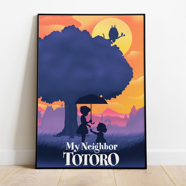 Totoro Print, Studio Ghibli, Movie Poster, Film Art, Gift, Anime, Minimalist, A4, A3