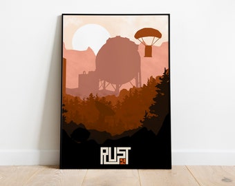Rust Game Dawn Poster Print, Video Game Poster, Video Game Art, Gaming Gift, Minimalist, For Him, For Her, A4, A3