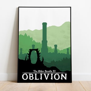 Oblivion Poster Print, Skyrim, The Elder Scrolls, Video Game Poster, Video Game Art, Gaming Gift, Minimalist, For Him, For Her, A4, A3