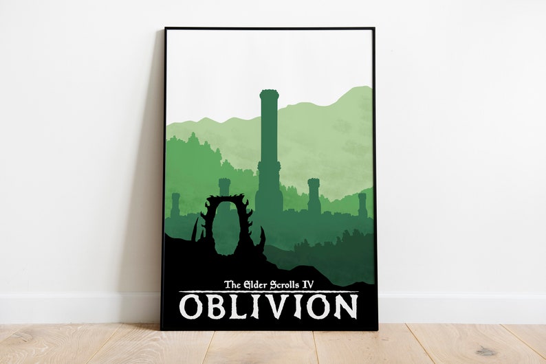 Oblivion Poster Print, Skyrim, The Elder Scrolls, Video Game Poster, Video Game Art, Gaming Gift, Minimalist, For Him, For Her, A4, A3 