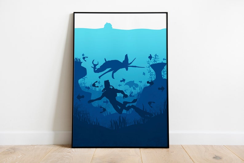 Subnautica Game Poster Print, Video Game Poster, Video Game Art, Gaming Gift, Minimalist, For Him, For Her, A4, A3 
