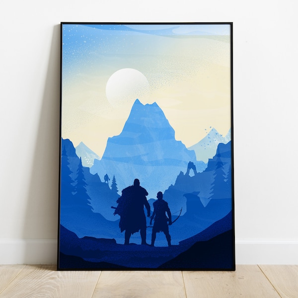 God of War Poster Print, Ragnarok, Kratos, Video Game Poster, Video Game Art, Playstation, Gaming Gift, Minimalist, For Him, For Her, A4, A3