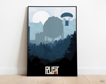 Rust Game Dusk Poster Print, Video Game Poster, Video Game Art, Gaming Gift, Minimalist, For Him, For Her, A4, A3