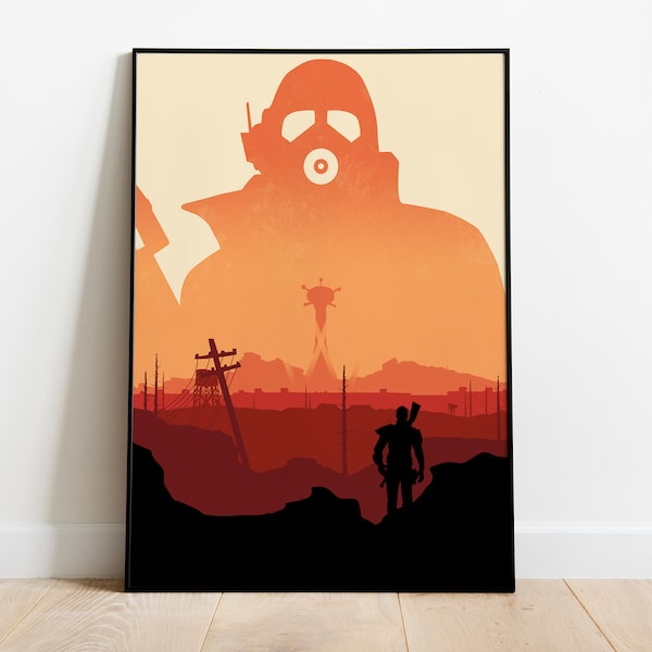 New Vegas Poster Print, Fallout, Video Game Poster, Video Game Art, Gaming Gift, Minimalist, For Him, For Her, A4, A3