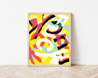 Clusterf*ck: Digital art print, modern wall art, typography poster, type design, abstract, f-word, swear words, trendy printable, aesthetic