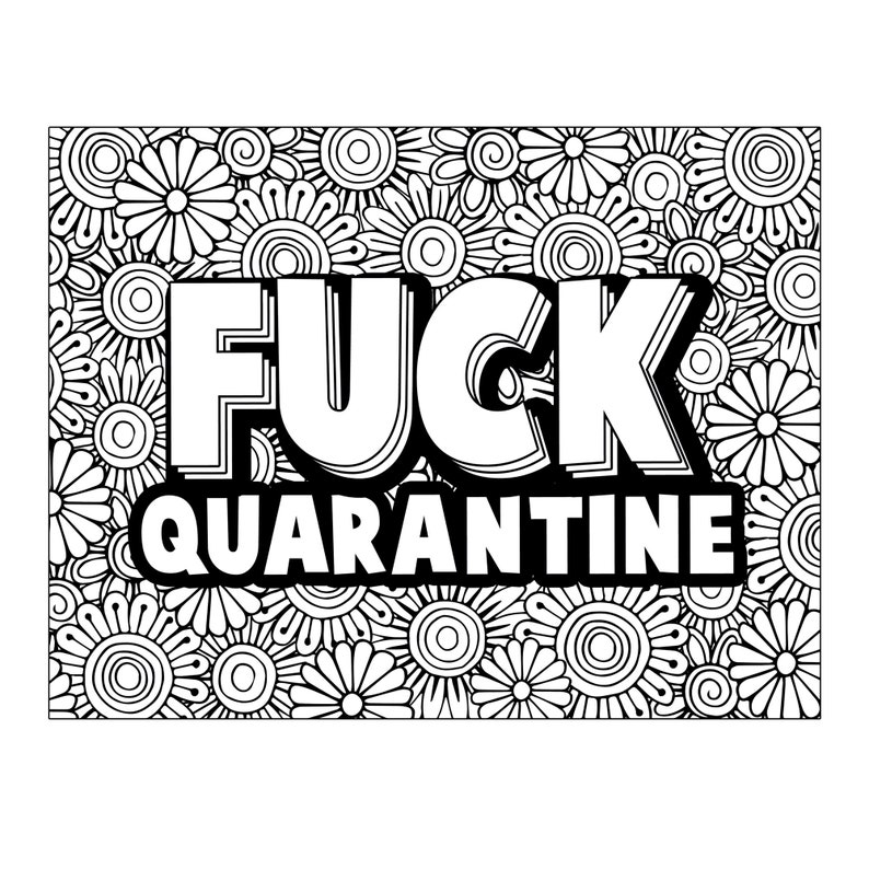 F Quarantine Printable Adult Coloring Page Etsy