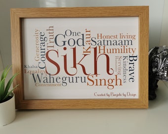 Sikh Key Words Poster - Sikh Art print