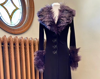 Purple fur trim coat hotsell