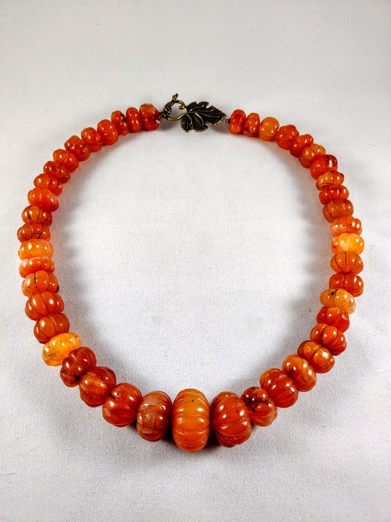 Carnelian Necklace Carnelian Carved Bead Graduated Necklace 20\u201d Long Carnelian Graduated Necklace Autumn Necklace